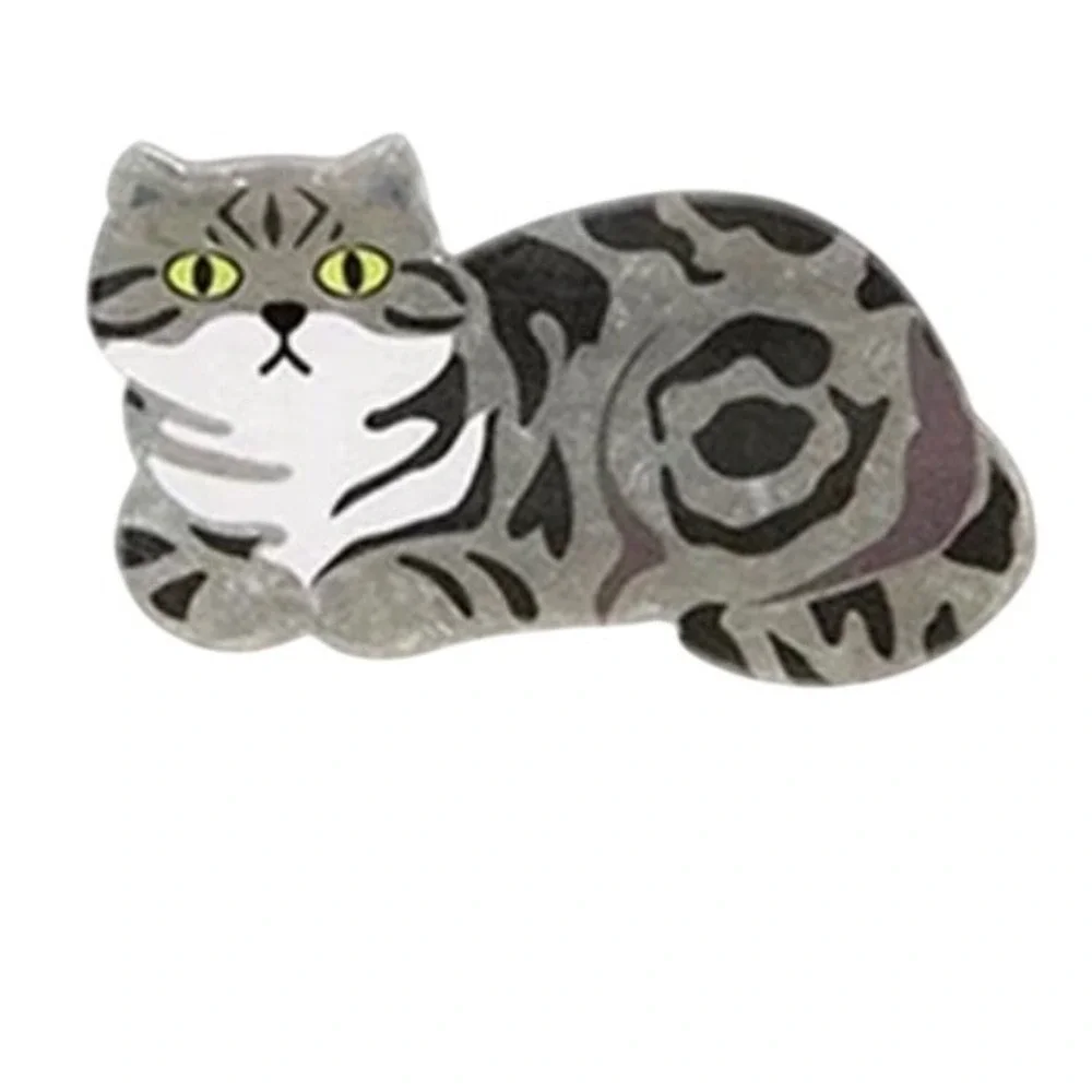 Tabby Cat Cat Hair Clip Claw Gray Black White New